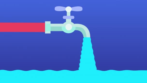 动画与水龙头水 4K视频液体从水龙头上掉下来 水龙头里流出的水 — 图库视频影像