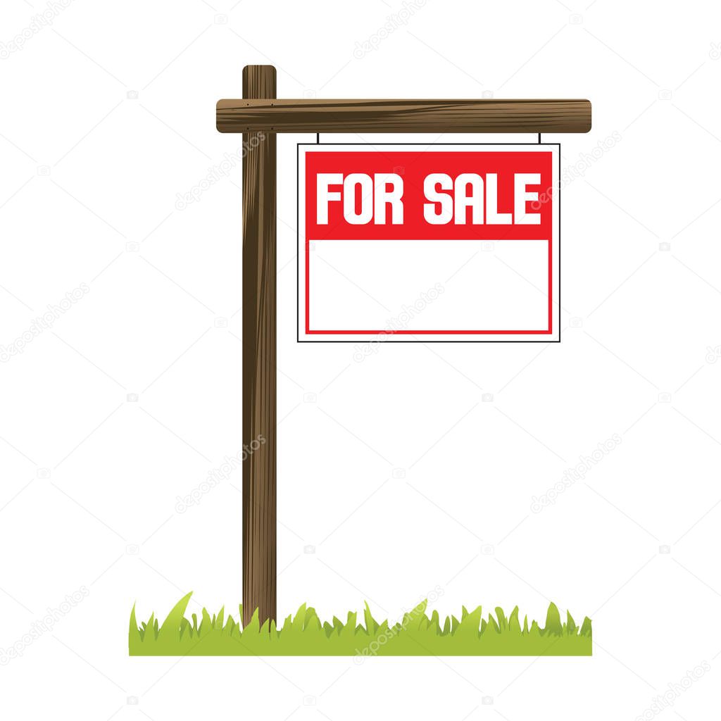For Sale sign on a wooden post, with space to write in your own message