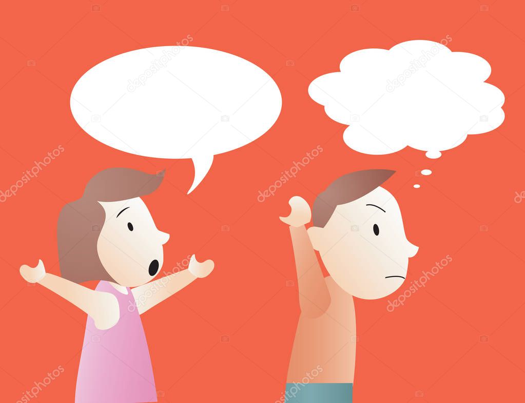 Stylized illustration of a couple having an argument