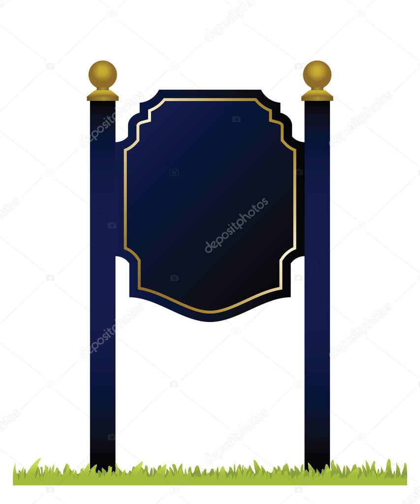 Blue double post sign - blank
