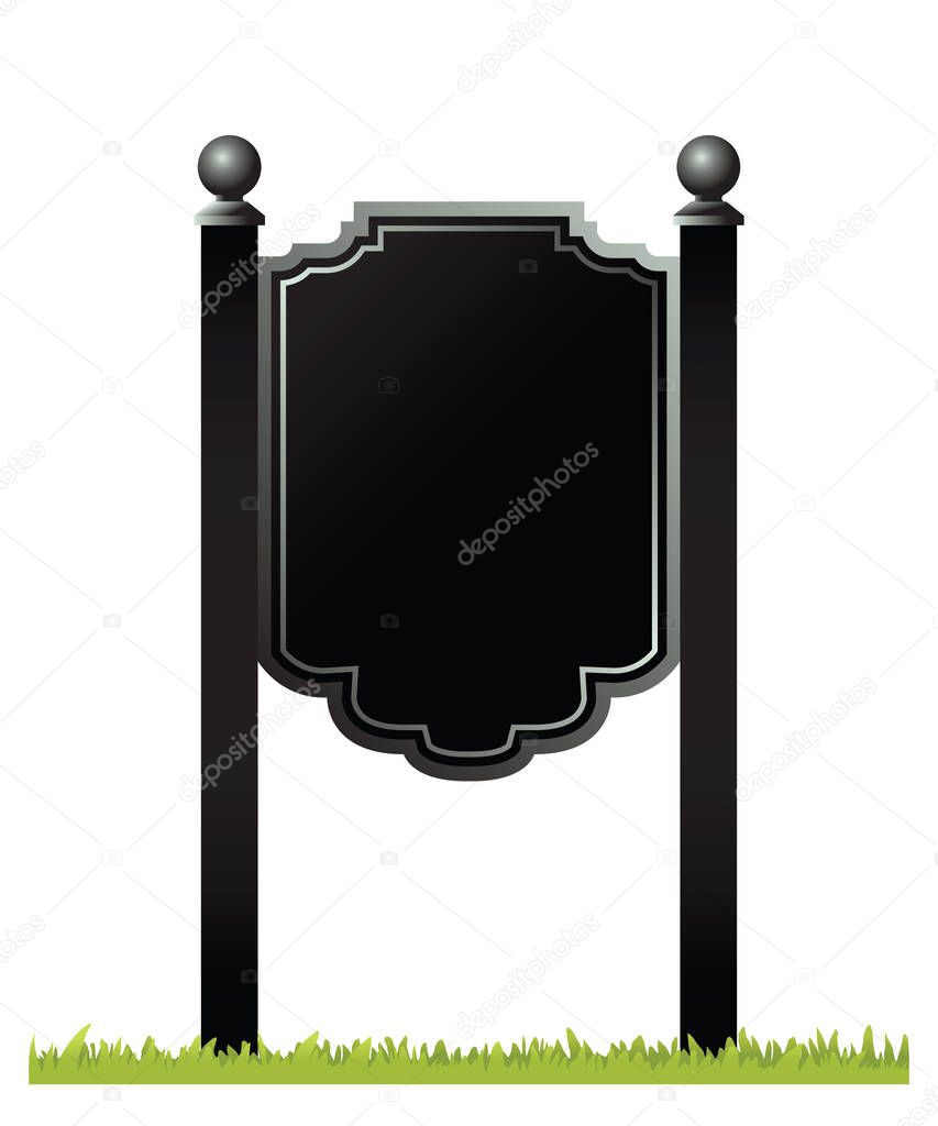 Black double post sign - blank