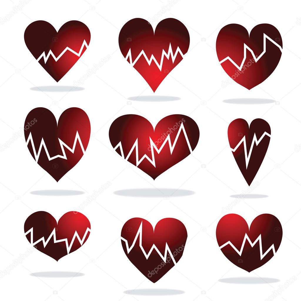 Set of broken hearts - illustration