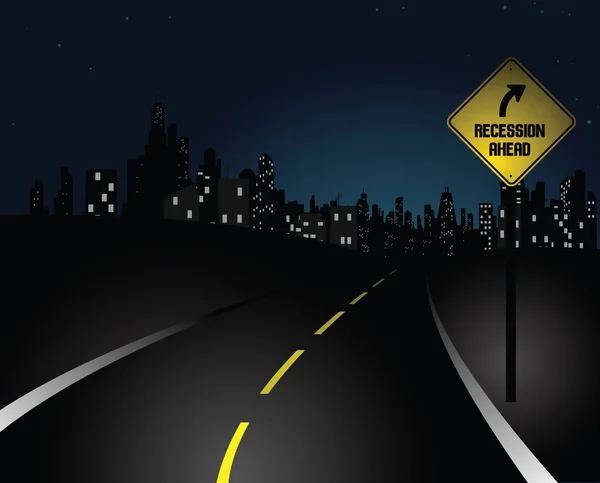 Illustration of a road at night, with a 