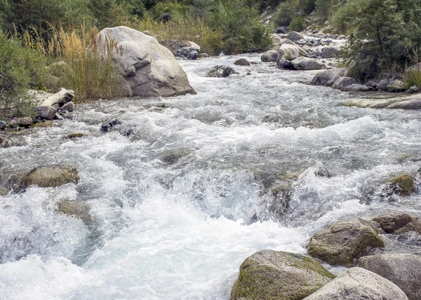 Arroyo con agua transparente en las montañas. Fuente de agua. Agua mineral — Foto de Stock