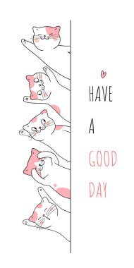 Kediler ve harflerle afiş çizin iyi günler. Vektör çizimi