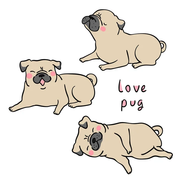 Bruine Pug Honden Vector Illustratie — Stockvector