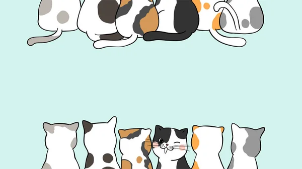 Banner Sfondo Con Simpatici Gatti Sul Verde Illustrazione Vettoriale — Vettoriale Stock