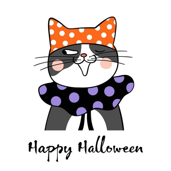 Chat Noir Pour Halloween Jour Illustration Vectorielle — Image vectorielle