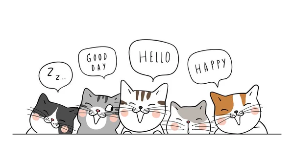 Fond Bannière Avec Des Chats Mignons Illustration Vectorielle — Image vectorielle