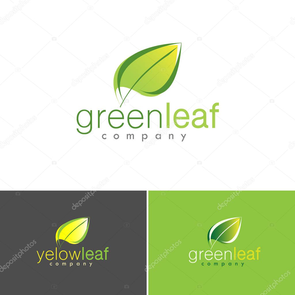 Green leaf logo, ecology natural design product