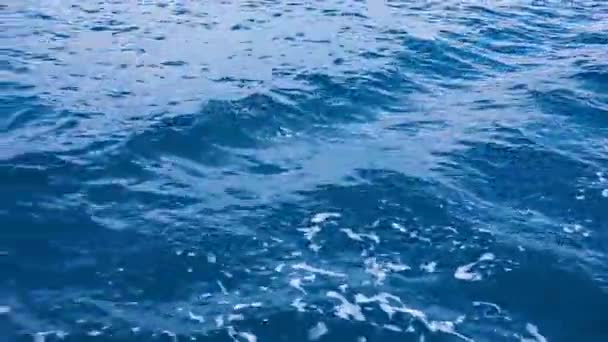 Primo piano della superficie blu disturbata dell'acqua dell'oceano. Bellezza sfondo — Video Stock