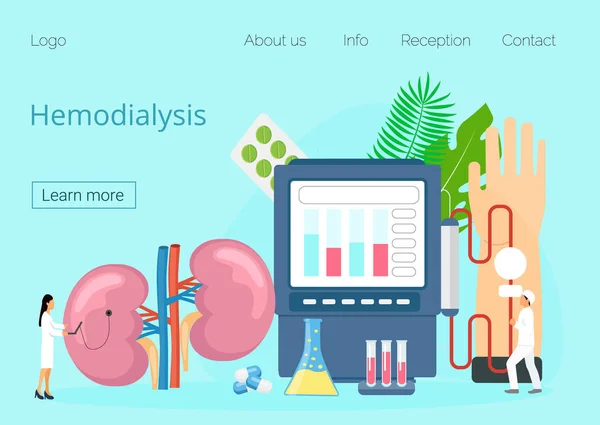 Hemodialys koncept vektor. Metod för extrarenala Blodrening vid akut och kronisk njursvikt. — Stock vektor