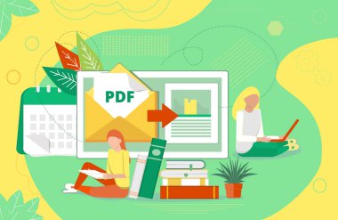 Küçük insanlar ile Pdf dönüştürücü kavramı. Belgenin değiştirme veya dönüştürme işlemini başka bir biçime dönüştüren ekran