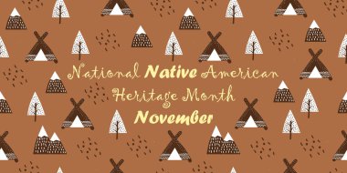 National Native American Heritage Month celebrated in November in USA. Hand drawing traditional background clipart