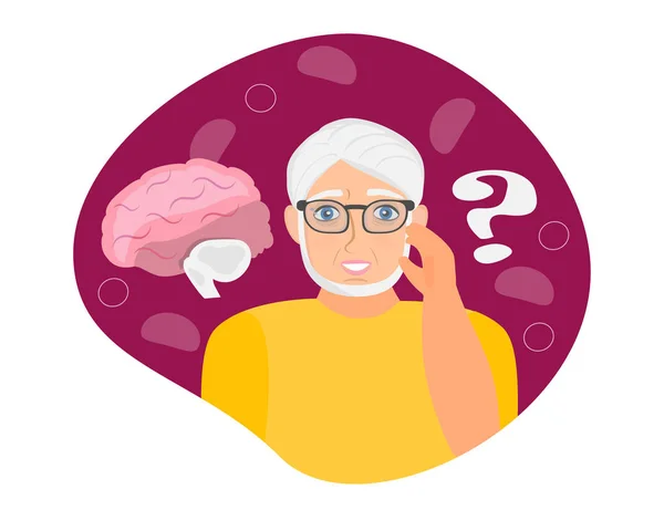 Vieil homme Alzheimer, neurologie soins de santé, Parkinson ou métaphore de la démence sont montrés . — Image vectorielle