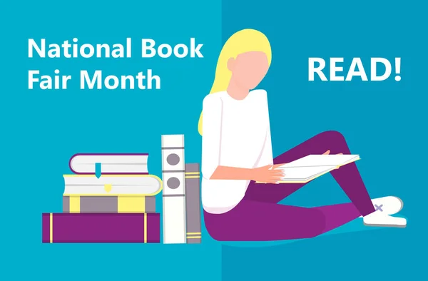 National Book Month is an annual designation observed in October. Celebration focuses on the importance of reading — Stock vektor