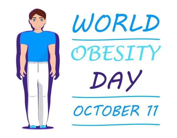 Welttag der Fettleibigkeit wird am 11. Oktober in verschiedenen Teilen der Welt begangen. — Stockvektor