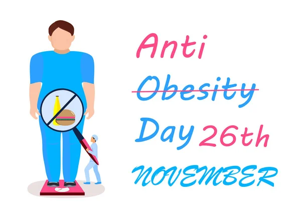 Der Tag gegen Fettleibigkeit wird am 26. November in verschiedenen Teilen der Welt begangen.. — Stockvektor