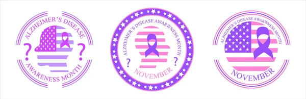 Alzheimer 's Disease Awareness Maand wordt georganiseerd op november in Usa. — Stockvector