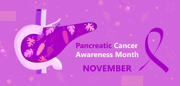 Il mese della consapevolezza del cancro al pancreas è organizzato a novembre negli Stati Uniti . — Vettoriale Stock