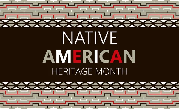 El Mes de la Herencia Nativa Americana se organiza en noviembre en Estados Unidos. Tradición ornamento geométrico de los indios se muestra — Vector de stock