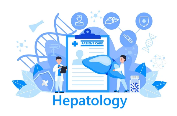 Hepatolog Koncept Vektor För Medicinsk Landningssida Hepatit Cirros Illustration Världen — Stock vektor