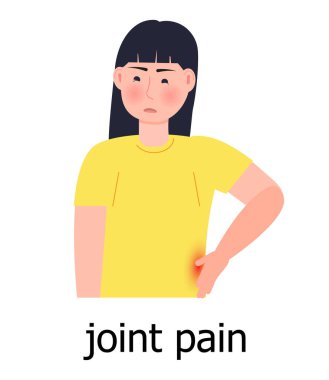 Eklem ağrısı ikonu vektörü. Osteoporoz dünya konsepti, osteoartrit anatomik çizim. Omurga sorunu, sırt ağrısı durumu gösteriliyor. İniş sayfası, uygulama, pankart için..