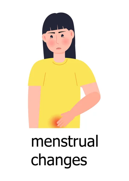 Menstruacyjny Wektor Bólu Dziewczyna Ból Dolnej Części Brzucha Endometrioza Koncepcja — Wektor stockowy