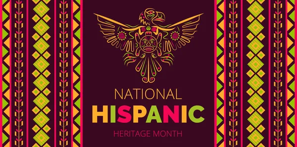 Le mois national du patrimoine hispanique a été célébré du 15 septembre au 15 octobre aux États-Unis. Latino American poncho ornement vecteur pour carte de vœux, banne — Image vectorielle