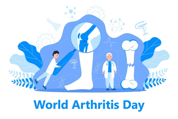 Día Mundial Artritis Octubre Los Médicos Pequeños Tratan Reumatismo Osteoartritis — Archivo Imágenes Vectoriales