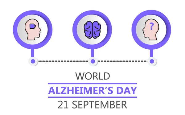 Alzheimer Día Mes Mundial Organiza Septiembre Muestra Emblema Demencia Enfermedad — Archivo Imágenes Vectoriales