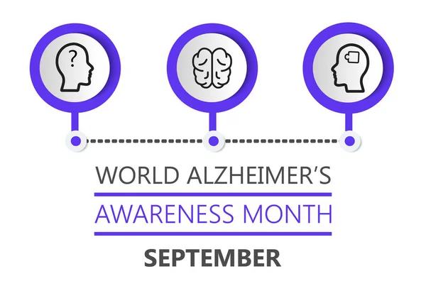Παγκόσμια Ημέρα Μήνας Αλτσχάιμερ Διοργανώνεται Στις Σεπτεμβρίου Εμφανίζονται Άνοια Νόσος — Διανυσματικό Αρχείο