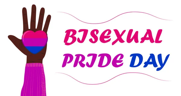 Bisexuality Day Concept Vector Hand Painted Bisexual Pride Colors Heart — Stock Vector