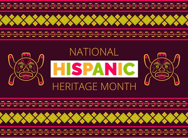 9月15日至10月15日，美国庆祝了全国西班牙文化遗产月。用于贺卡、横幅、海报的拉丁美洲浮雕装饰矢量 — 图库矢量图片