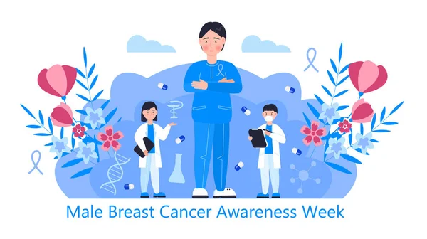 Male Breast Cancer Awareness Week Koncept Vektor Událost Slaví Říjnu — Stockový vektor