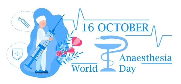 World Anaesthesia Day Konceptet Vektor Evenemanget Firas Den Oktober Återupplivningsutrustning — Stock vektor