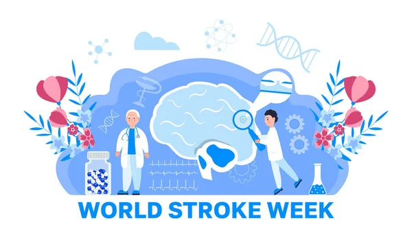 World Stroke Week Concept Vector Neurología Salud Demencia Metáfora Alzheimer — Archivo Imágenes Vectoriales