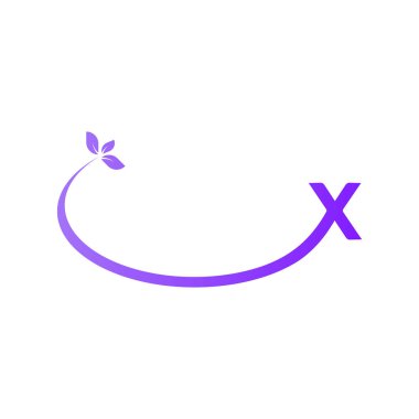 vektör harfi x alt uç x uzanan ve sonunda yaprakları vardır