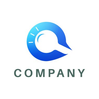 q harfi şeklinde arama logosu, mavi