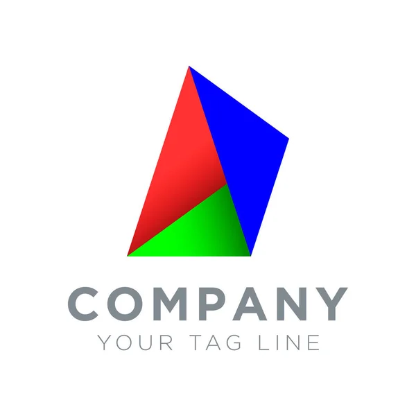 Logo cône 3d avec 3 couleurs différentes — Image vectorielle