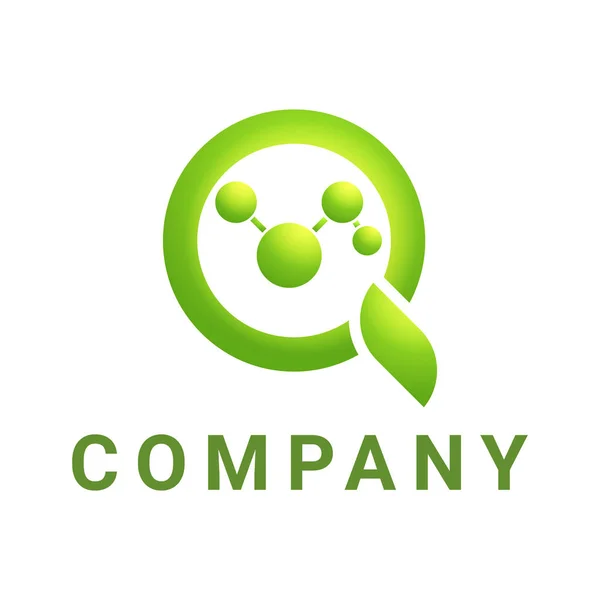 Logo loupe, cercle relié dans le verre, vert — Image vectorielle