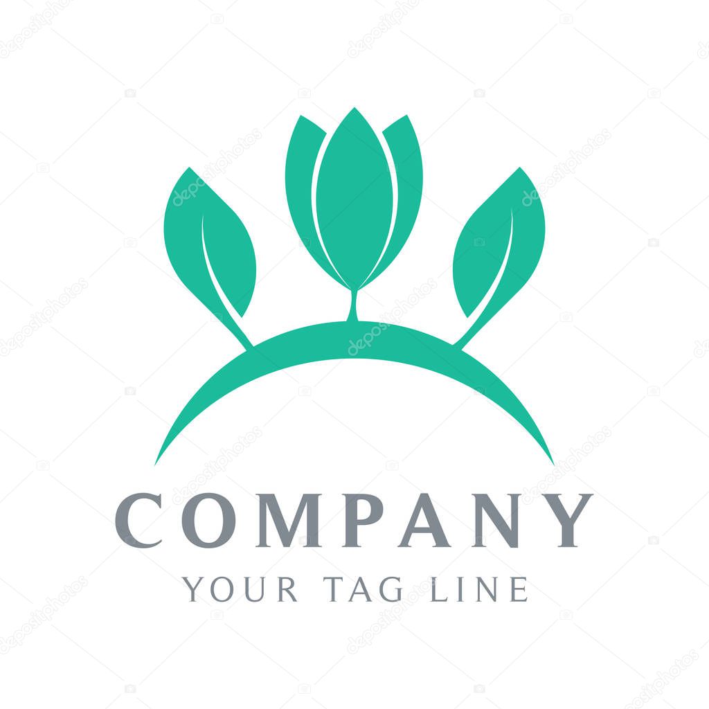 leaf logo template that grows in bloom