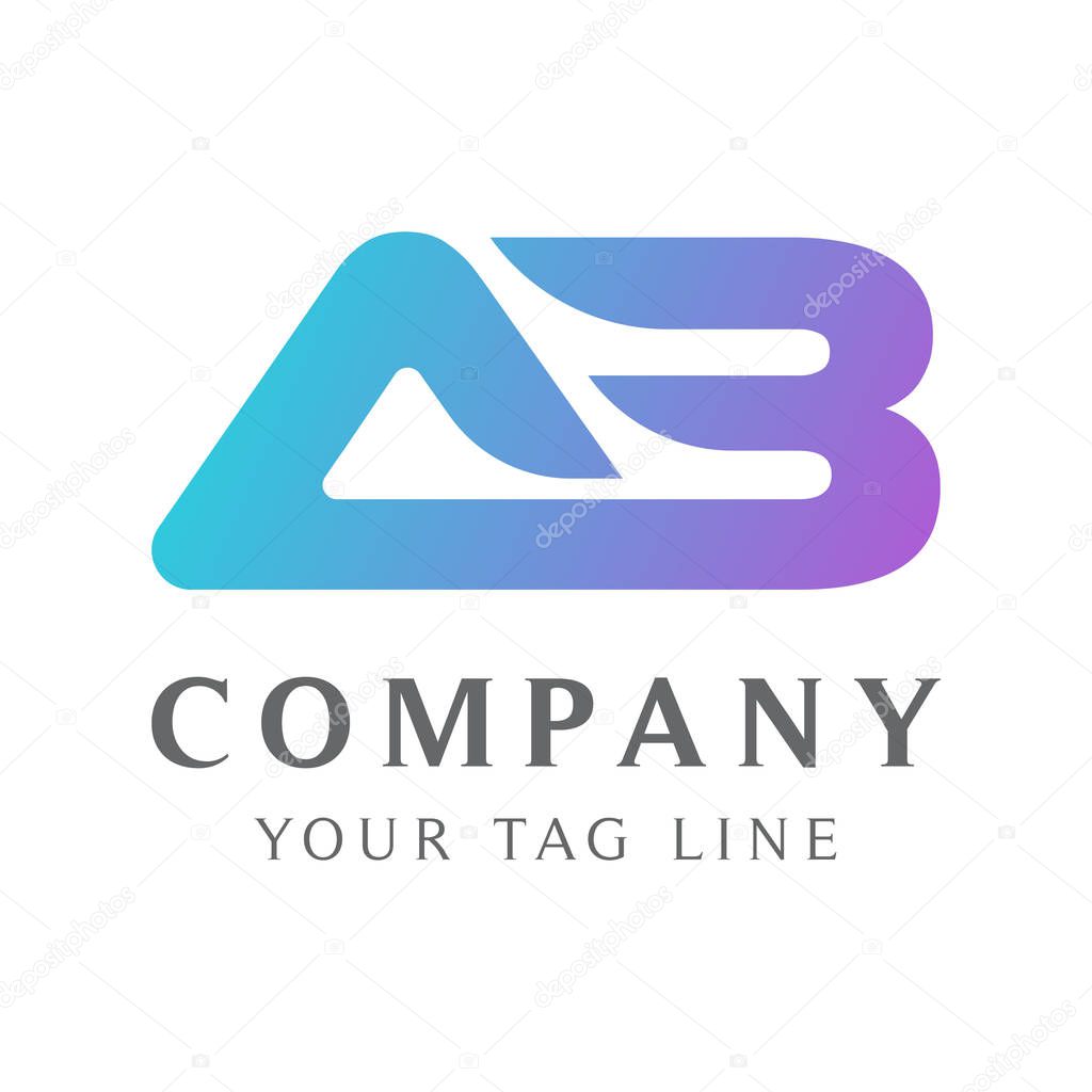 Modern AB letter logo template for the beauty and digital business