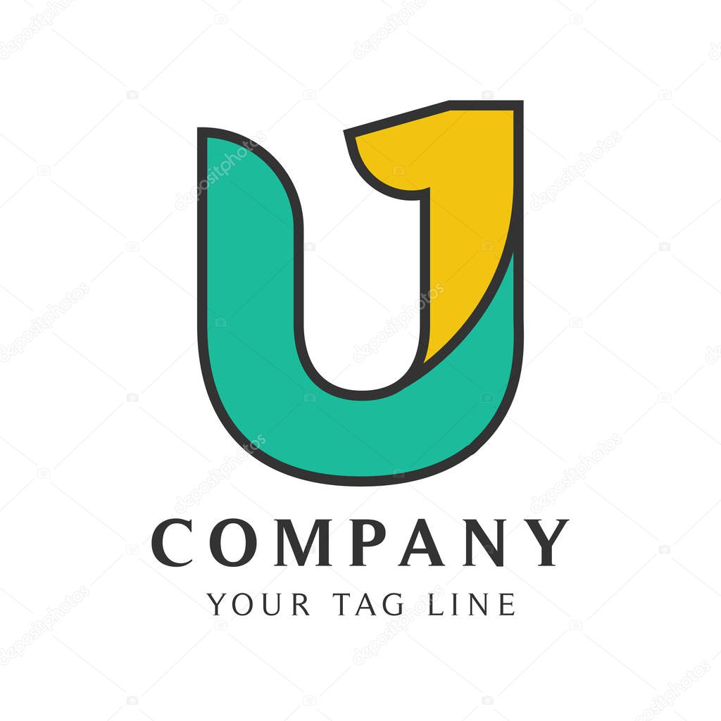 Combined logo template letters U and 1