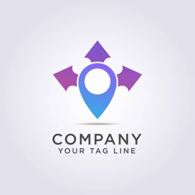 şirketiniz ve işletmeniz için uygun üç yönlü işaretiçeren konum simgesi logo şablonu