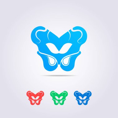 renkli bir kelebek benzeyen bir şekil ile pelvik kemik logo şablonu
