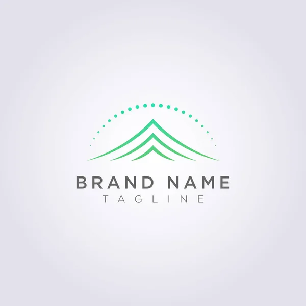 Templat logo tiga baris representasi gunung dan lingkaran di atas untuk bisnis dan merek - Stok Vektor
