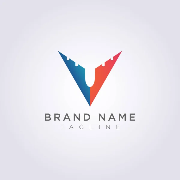 Il logo della lettera V con spazi bianchi forma il piano sopra di essa, per il tuo Business o Brand — Vettoriale Stock
