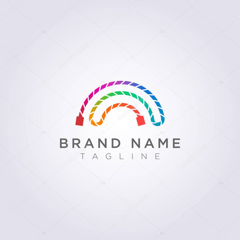 Design a wired logo with rainbow colors for your business or brand
