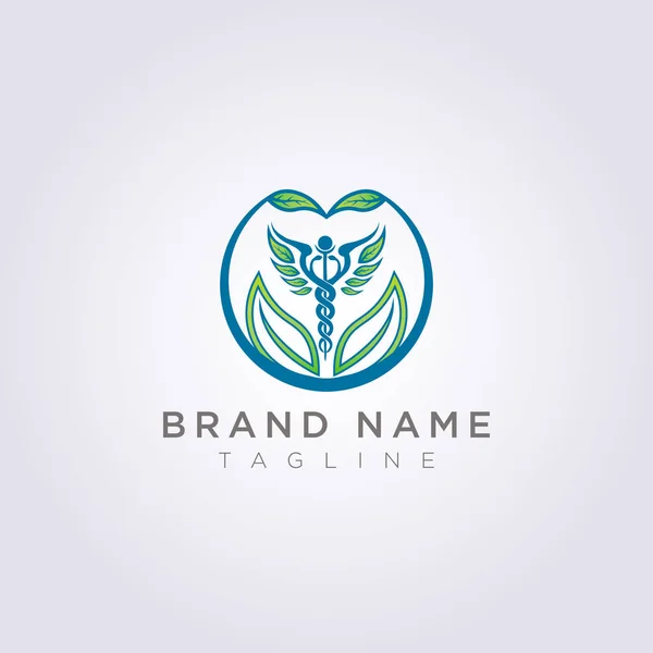 Design a logo with a combination of circles, leaves and health symbols for your business or brand